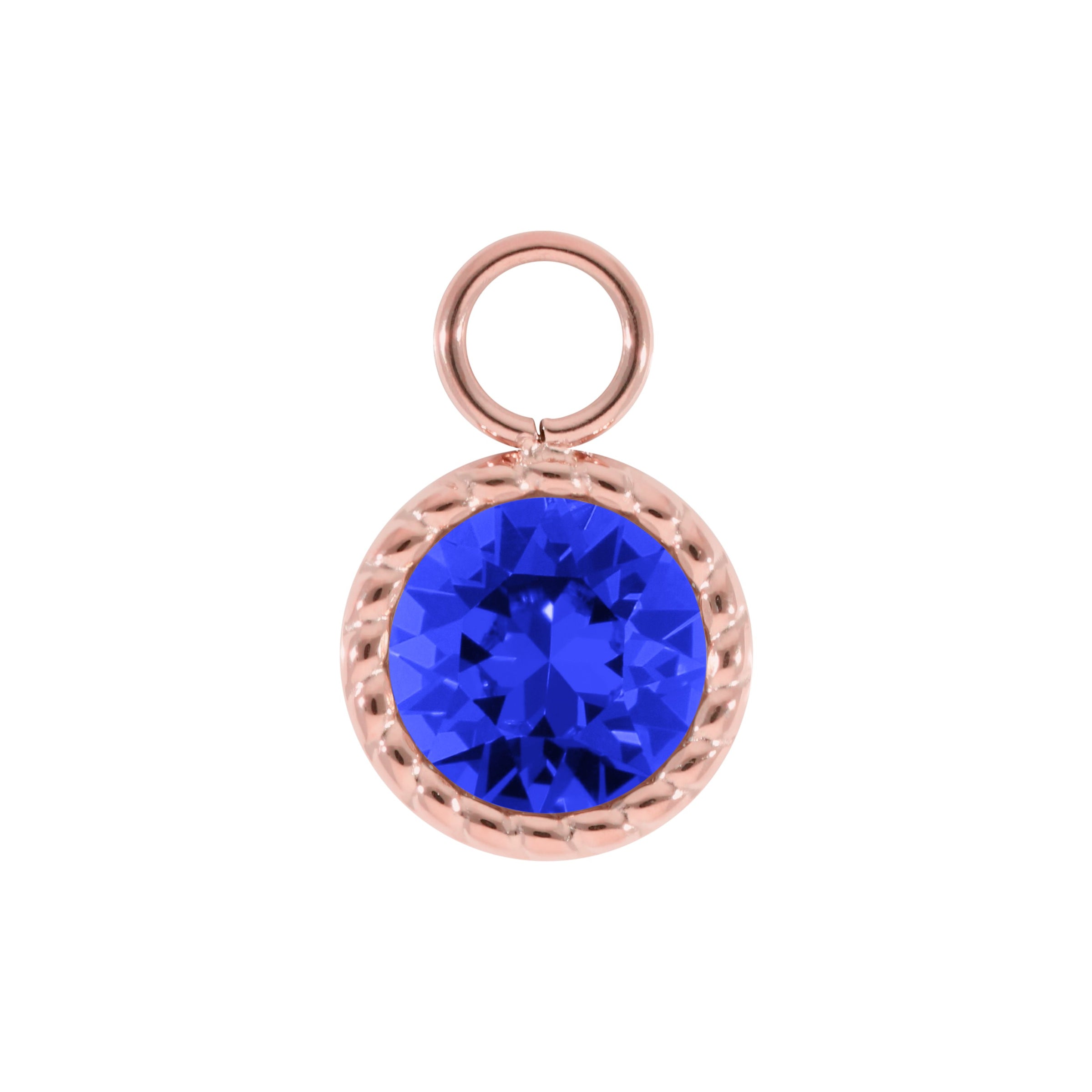 Bocconi Charm 0.43" - Rose Gold ReCreated Dark Sapphire