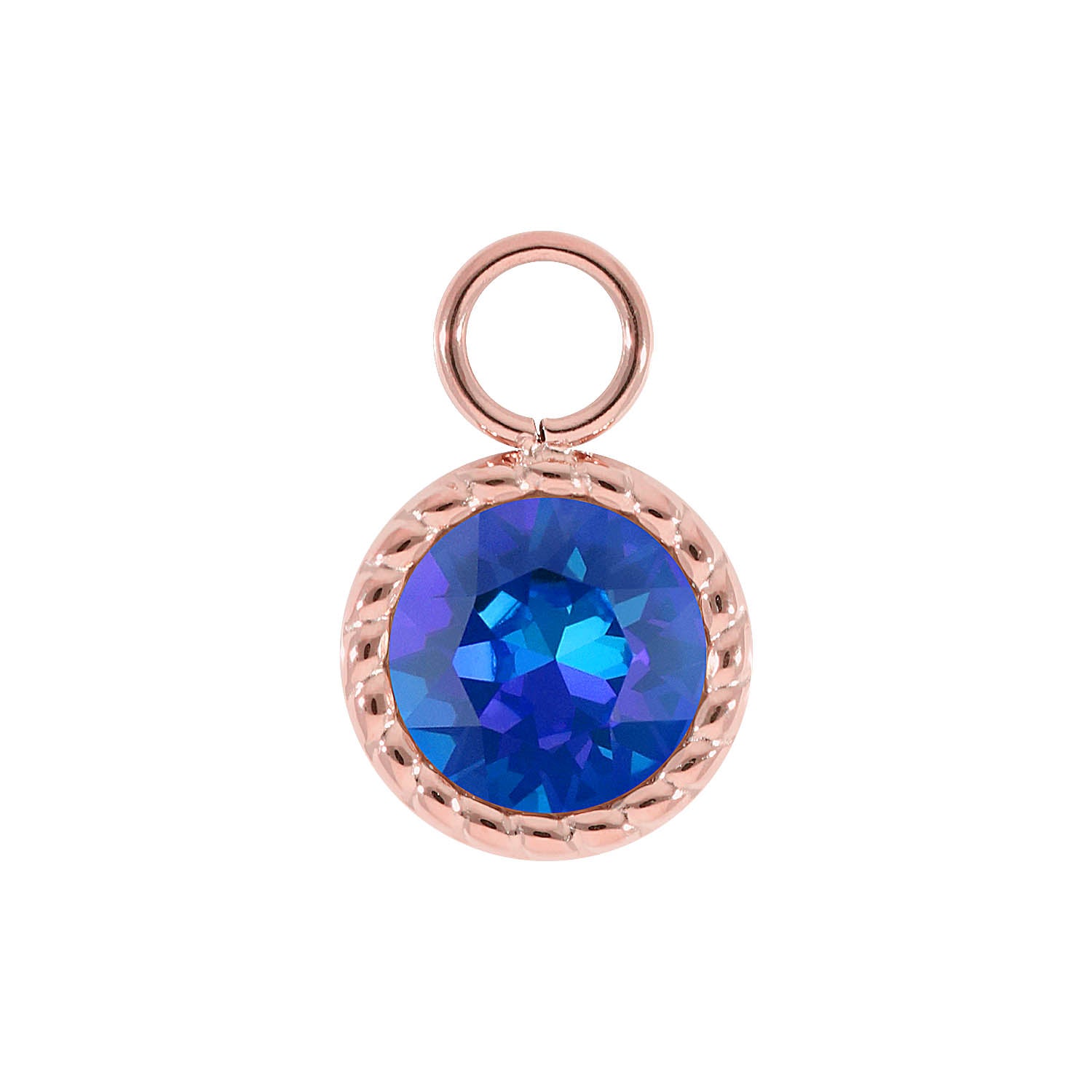 Bocconi Charm 0.43" - Rose Gold royal blue delite
