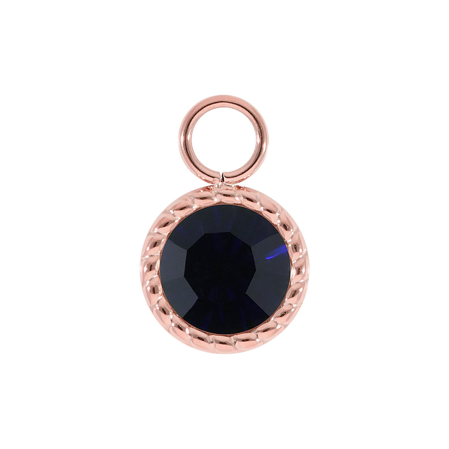 Bocconi Charm 0.43" - Rose Gold Dark Indigo