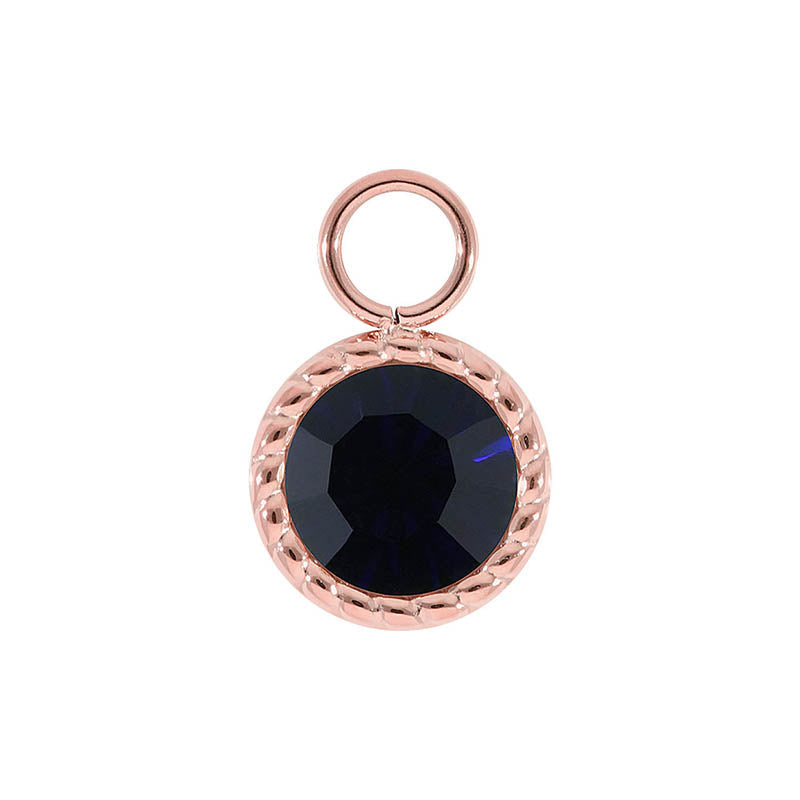 Bocconi Charm 0.43" - Rose Gold Dark Indigo