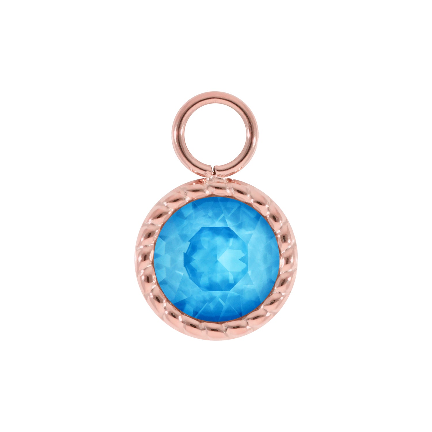 Bocconi Charm 0.43" - Rose Gold Crystal Electric Blue Ignite