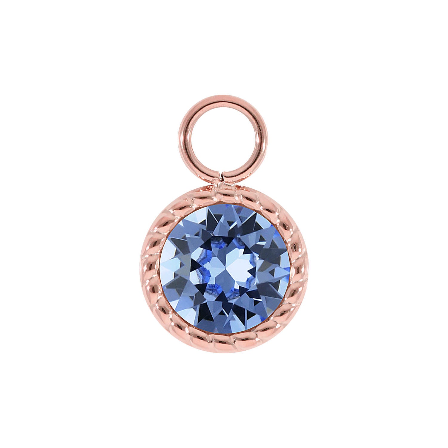 Bocconi Charm 0.43" - Rose Gold light sapphire