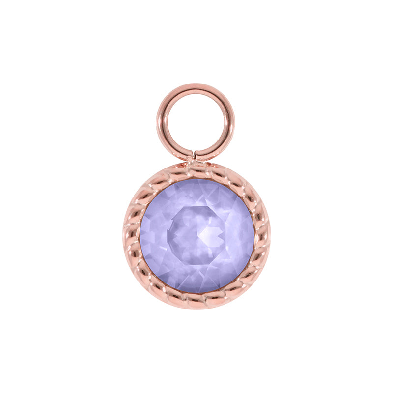 Bocconi Charm 0.43" - Rose Gold Crystal Purple Ignite