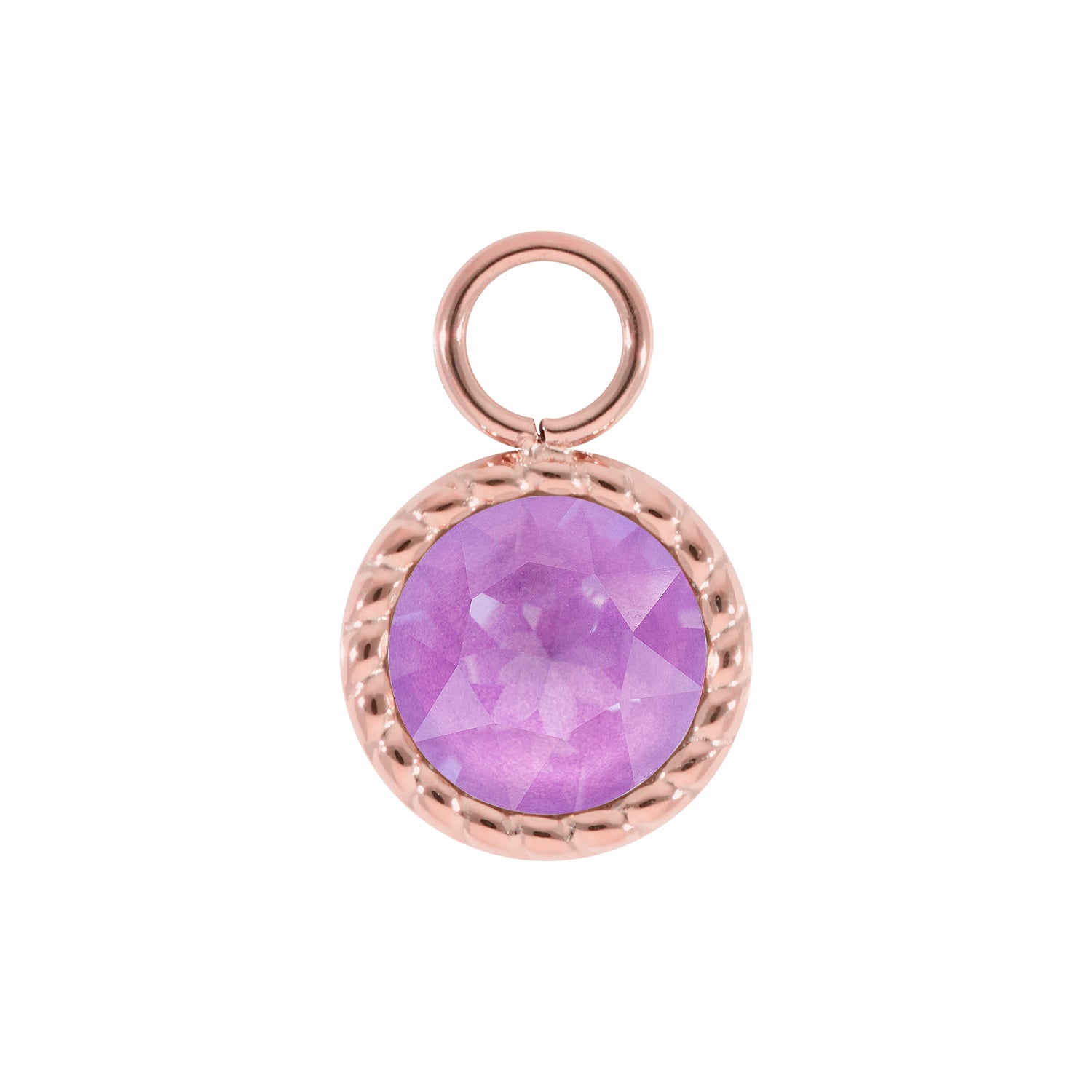 Bocconi Charm 0.43" - Rose Gold Crystal Electric Violet Ignite