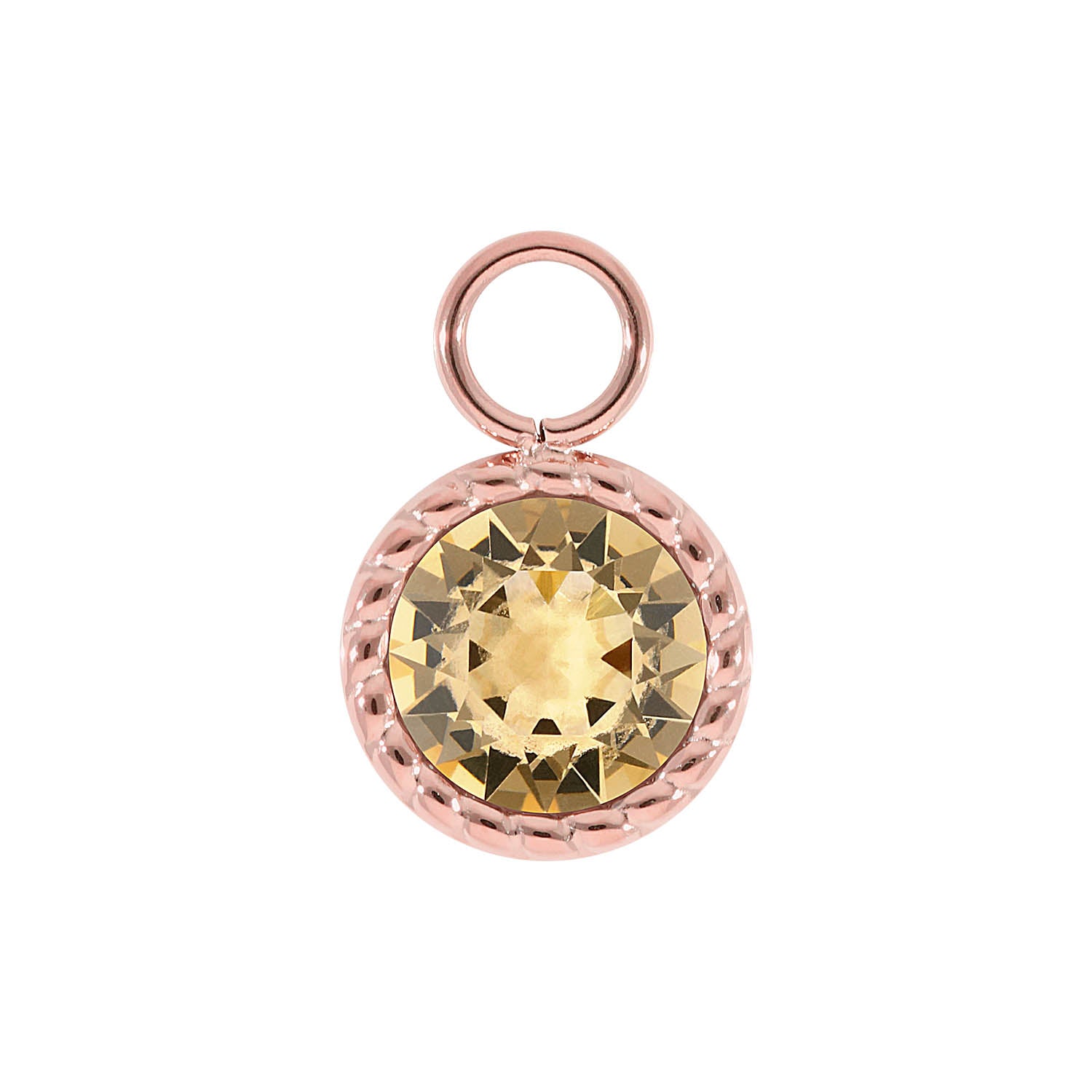 Bocconi Charm 0.43" - Rose Gold light colorado topaz ignite