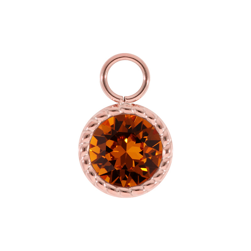 Bocconi Charm 0.43" - Rose Gold Smoked Topaz