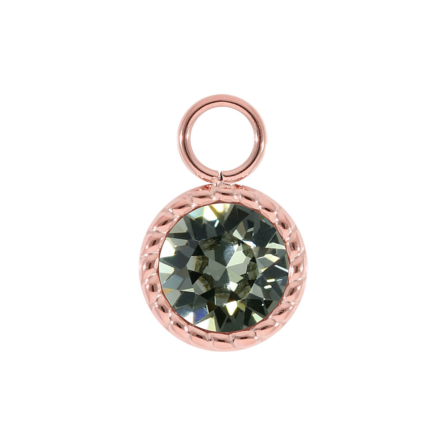 Bocconi Charm 0.43" - Rose Gold black diamond