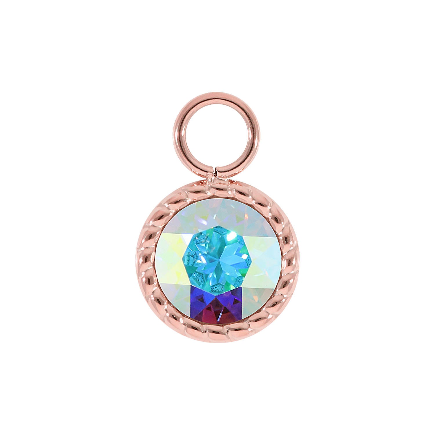 Bocconi Charm 0.43" - Rose Gold crystal aurora boreale