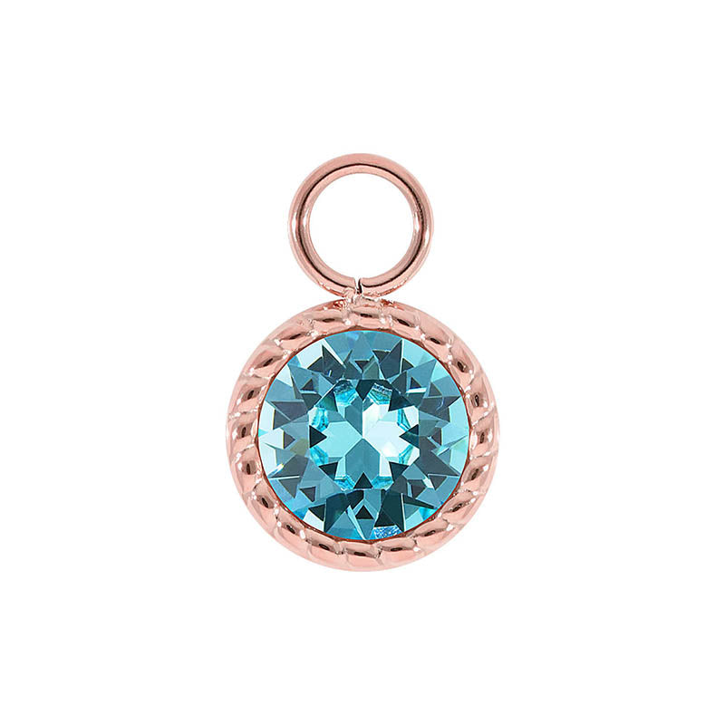 Bocconi Charm 0.43" - Rose Gold Light Turquoise