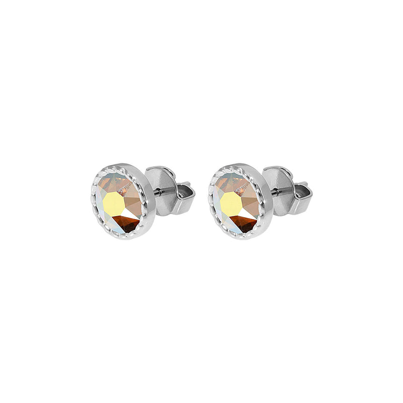 Bocconi Flat Stud Earring 0.35" - Silver metallic sunshine