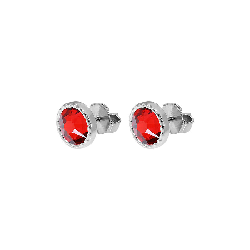 Bocconi Flat Stud Earring 0.35" - Silver scarlet