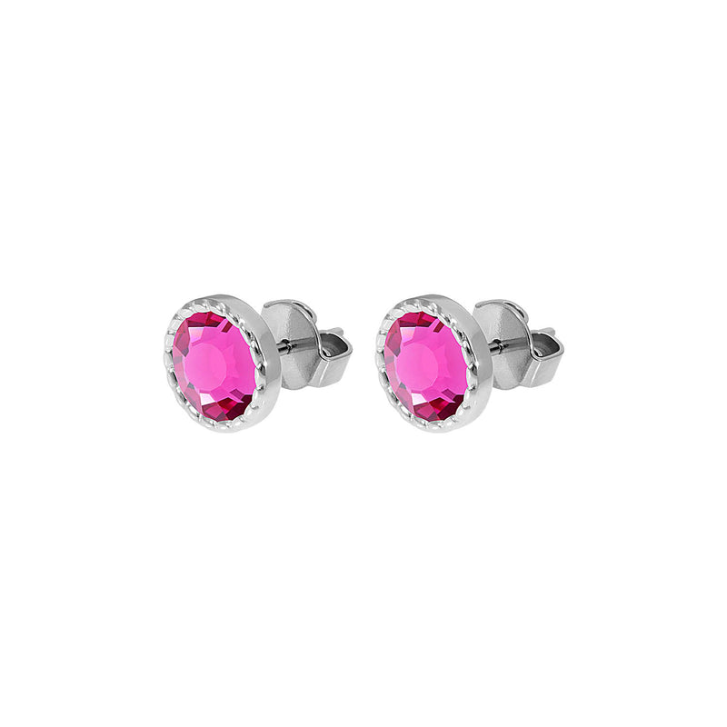 Bocconi Flat Stud Earring 0.35" - Silver fuchsia
