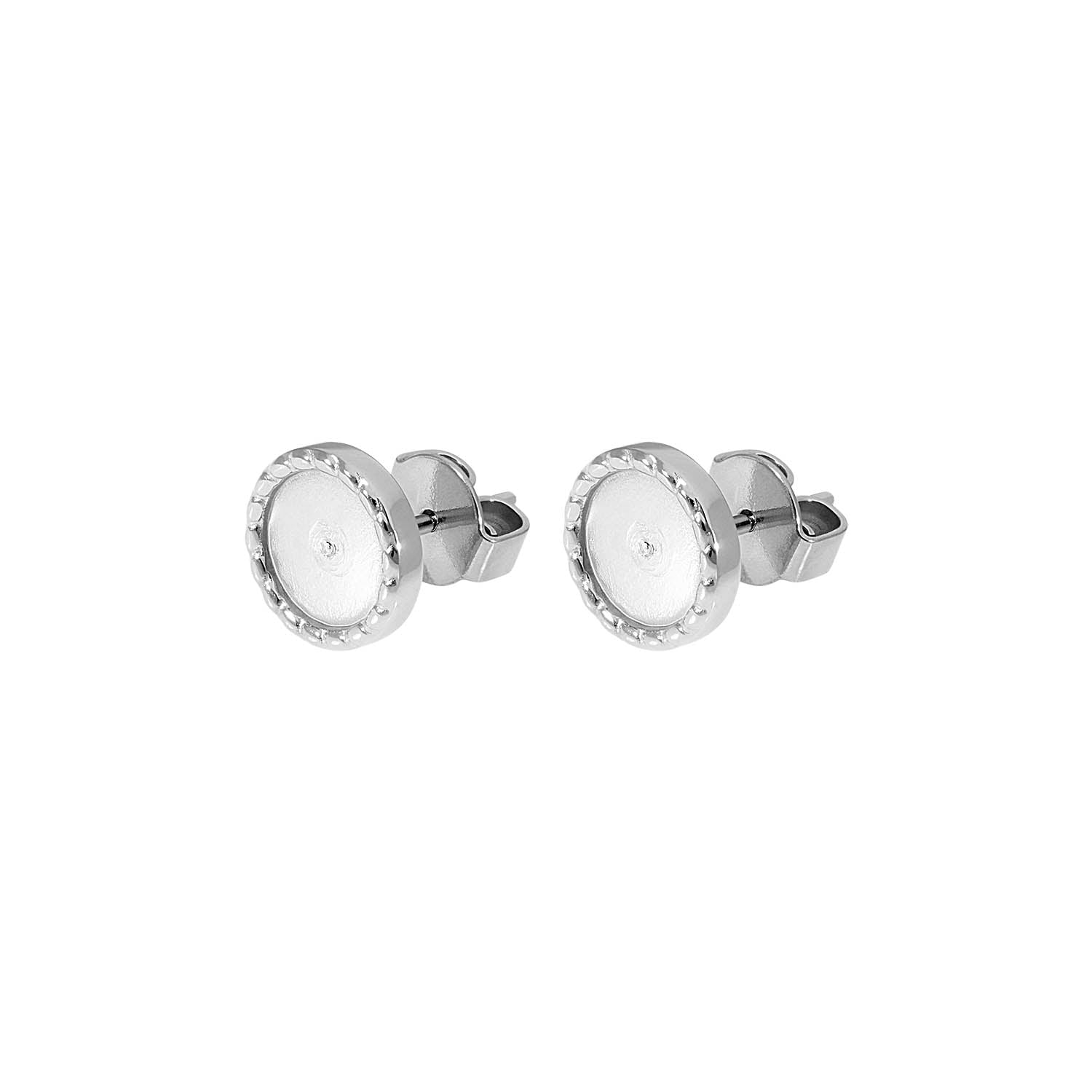 Bocconi Flat Stud Earring 0.35" - Silver crystal soft mint ignite