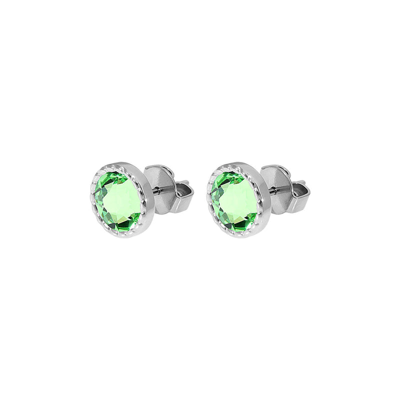 Bocconi Flat Stud Earring 0.35" - Silver peridot