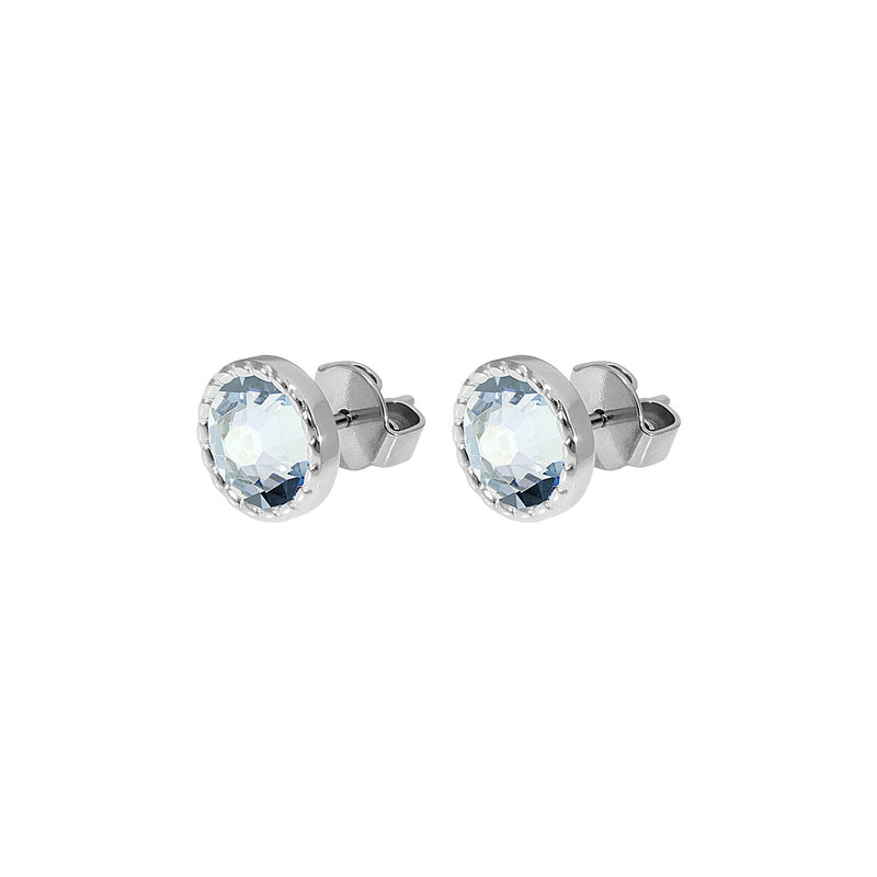 Bocconi Flat Stud Earring 0.35" - Silver blue shade