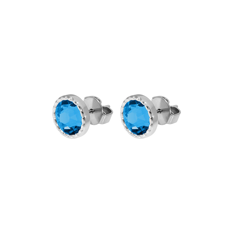 Bocconi Flat Stud Earring 0.35" - Silver Denim Blue
