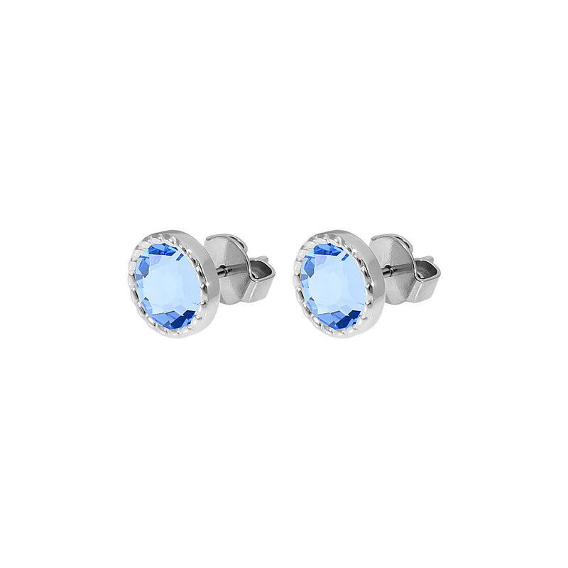 Bocconi Flat Stud Earring 0.35" - Silver light sapphire