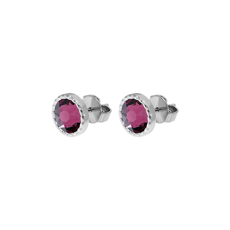 Bocconi Flat Stud Earring 0.35" - Silver amethyst
