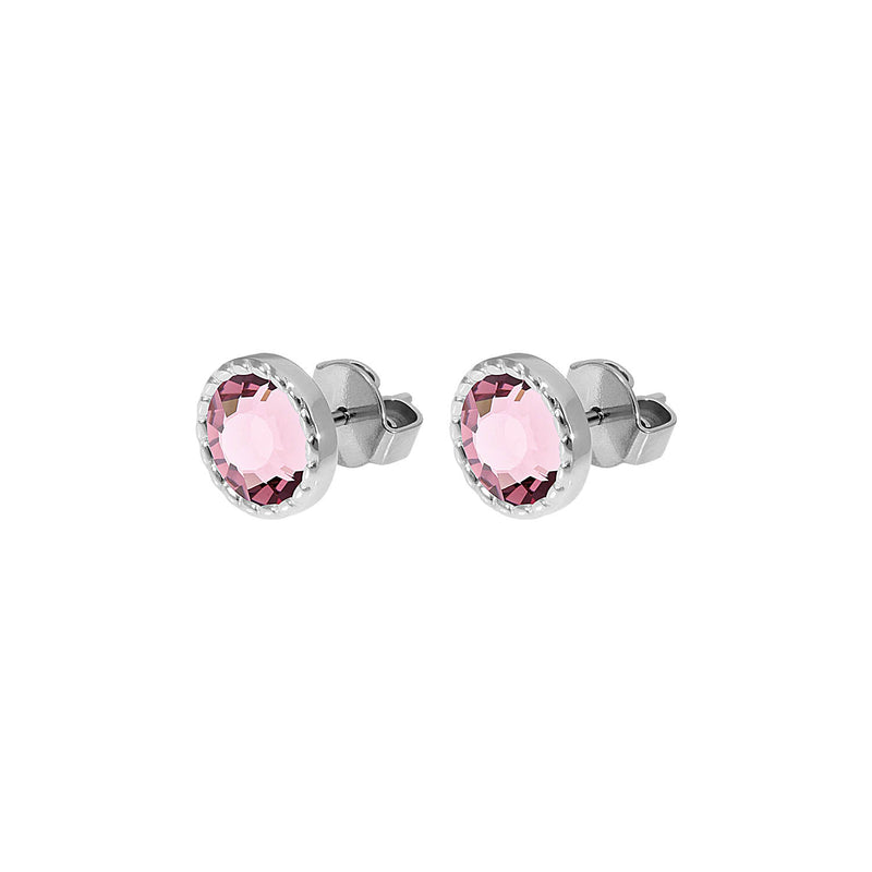 Bocconi Flat Stud Earring 0.35" - Silver light amethyst