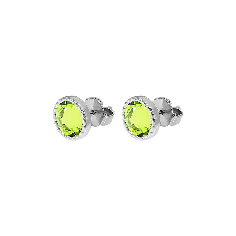 Bocconi Flat Stud Earring 0.35" - Silver Citrus Green
