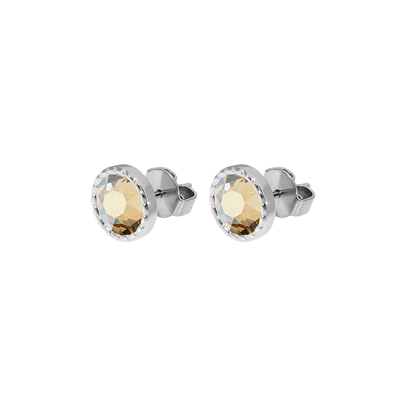 Bocconi Flat Stud Earring 0.35" - Silver golden shadow