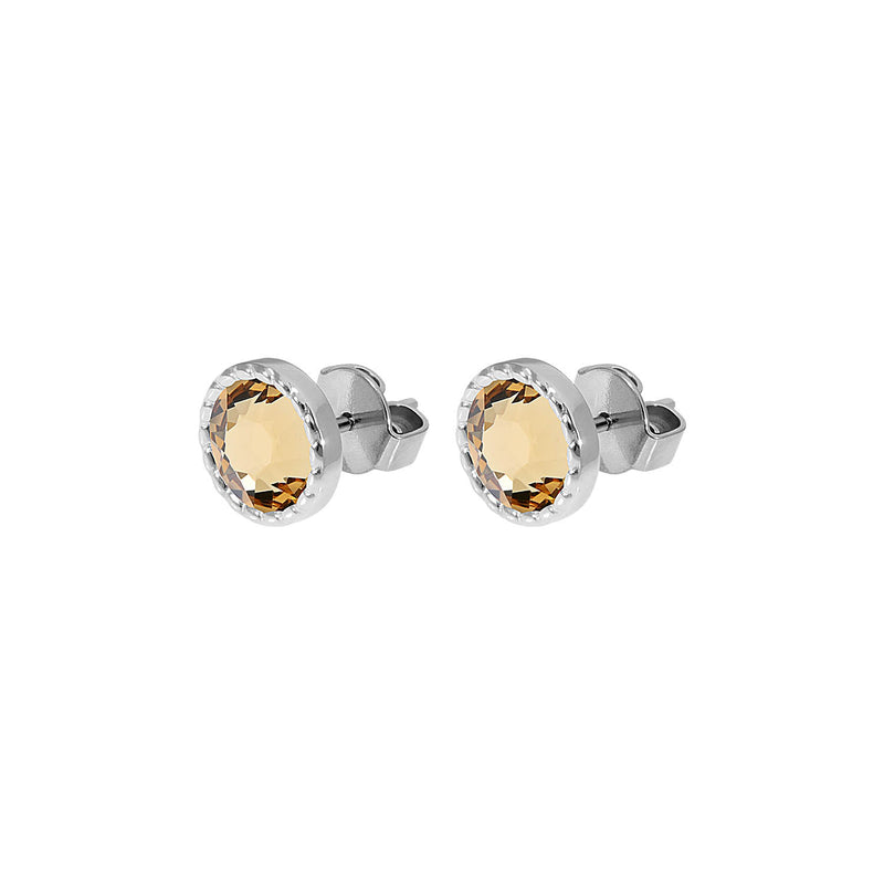 Bocconi Flat Stud Earring 0.35" - Silver light colorado topaz