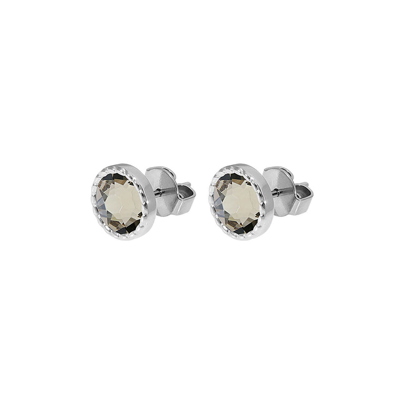 Bocconi Flat Stud Earring 0.35" - Silver Greige