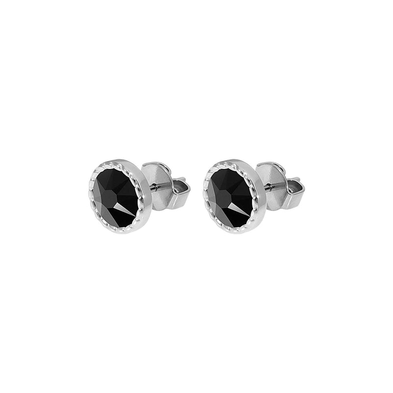 Bocconi Flat Stud Earring 0.35" - Silver jet