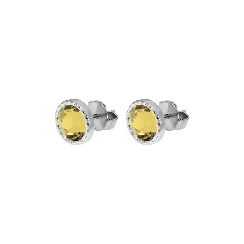 Bocconi Flat Stud Earring 0.35" - Silver Recreated Dark Jonquil