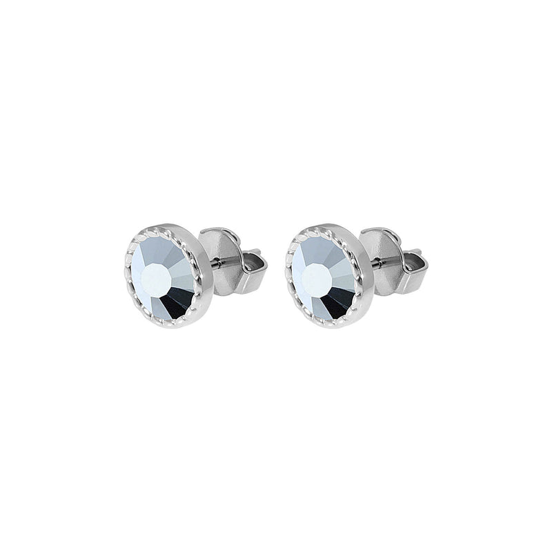 Bocconi Flat Stud Earring 0.35" - Silver crystal labrador