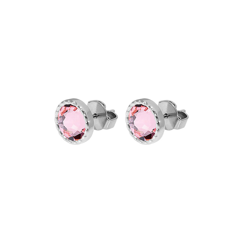 Bocconi Flat Stud Earring 0.35" - Silver Light Rose