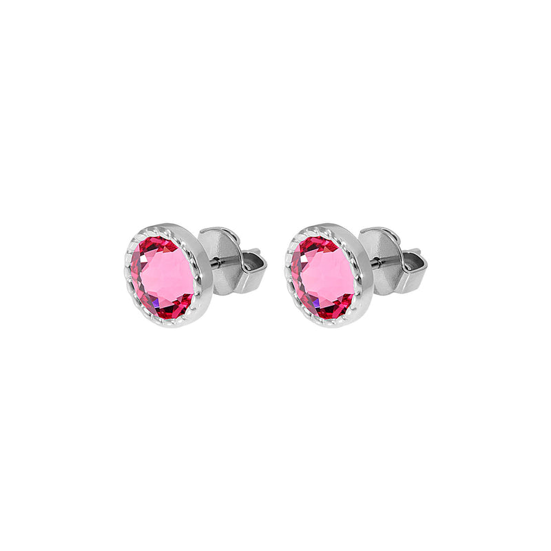 Bocconi Flat Stud Earring 0.35" - Silver rose