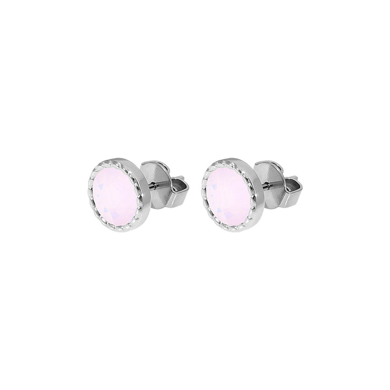 Bocconi Flat Stud Earring 0.35" - Silver rose opal