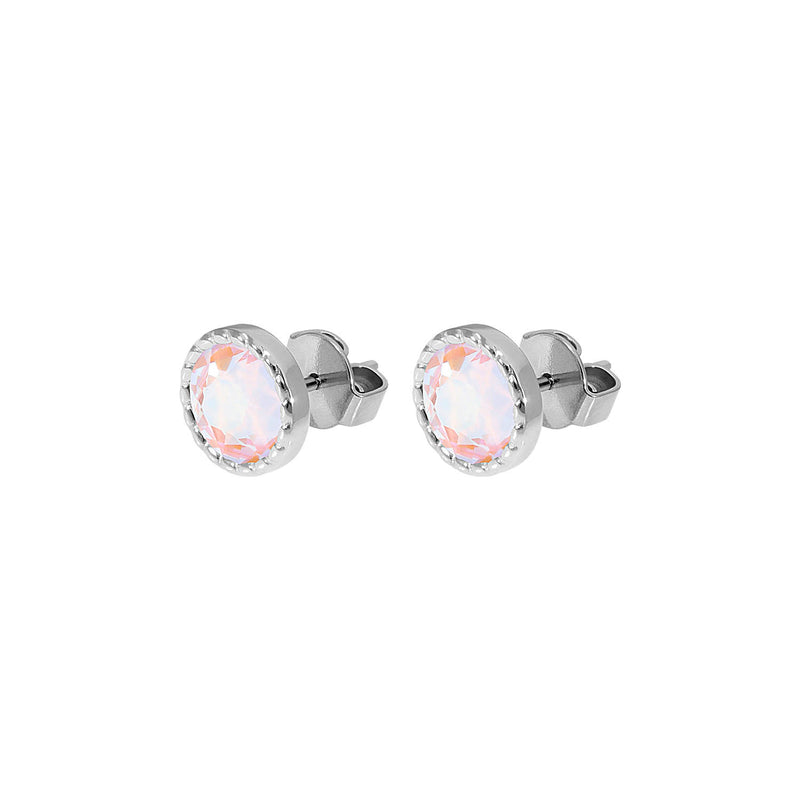 Bocconi Flat Stud Earring 0.35" - Silver dusty pink delite