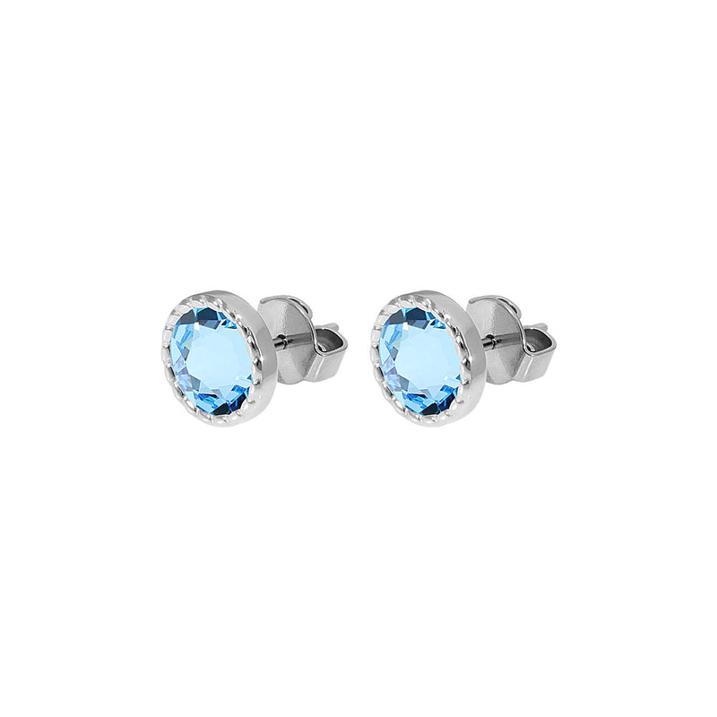 Bocconi Flat Stud Earring 0.35" - Silver aquamarine