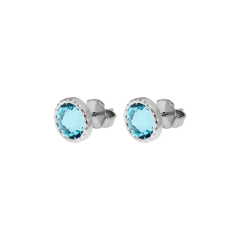 Bocconi Flat Stud Earring 0.35" - Silver Light Turquoise