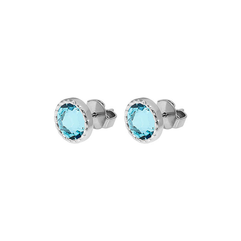 Bocconi Flat Stud Earring 0.35" - Silver Light Turquoise