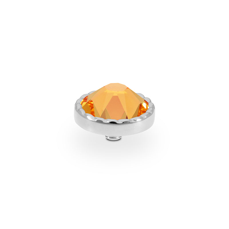 Bocconi Flat Top 0.35" - Silver Crystal Mango Ignite