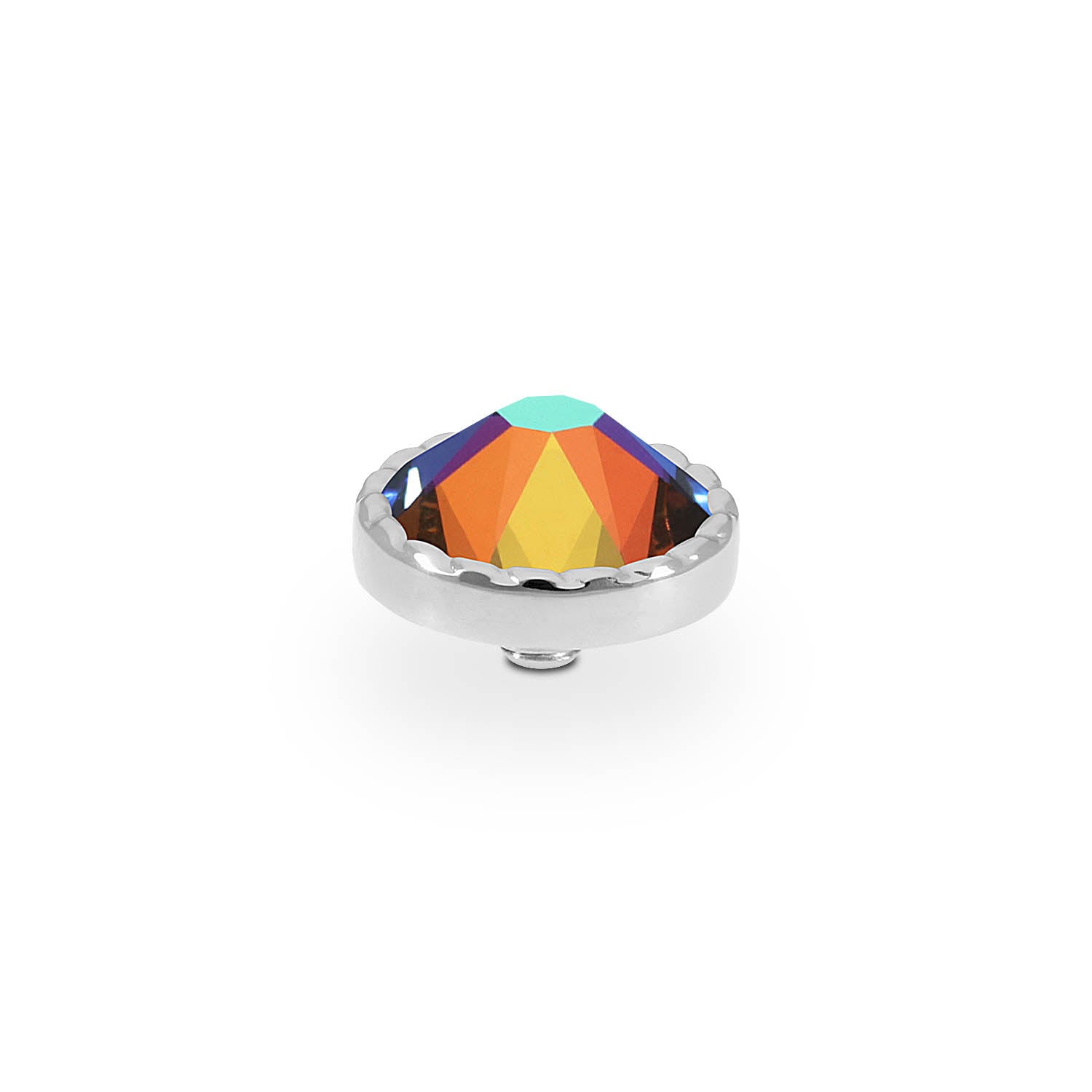 Bocconi Flat Top 0.35" - Silver Crystal Vitrail Medium