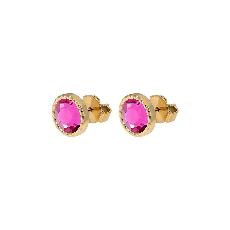 Bocconi Flat Stud Earring 0.35" - Gold fuchsia