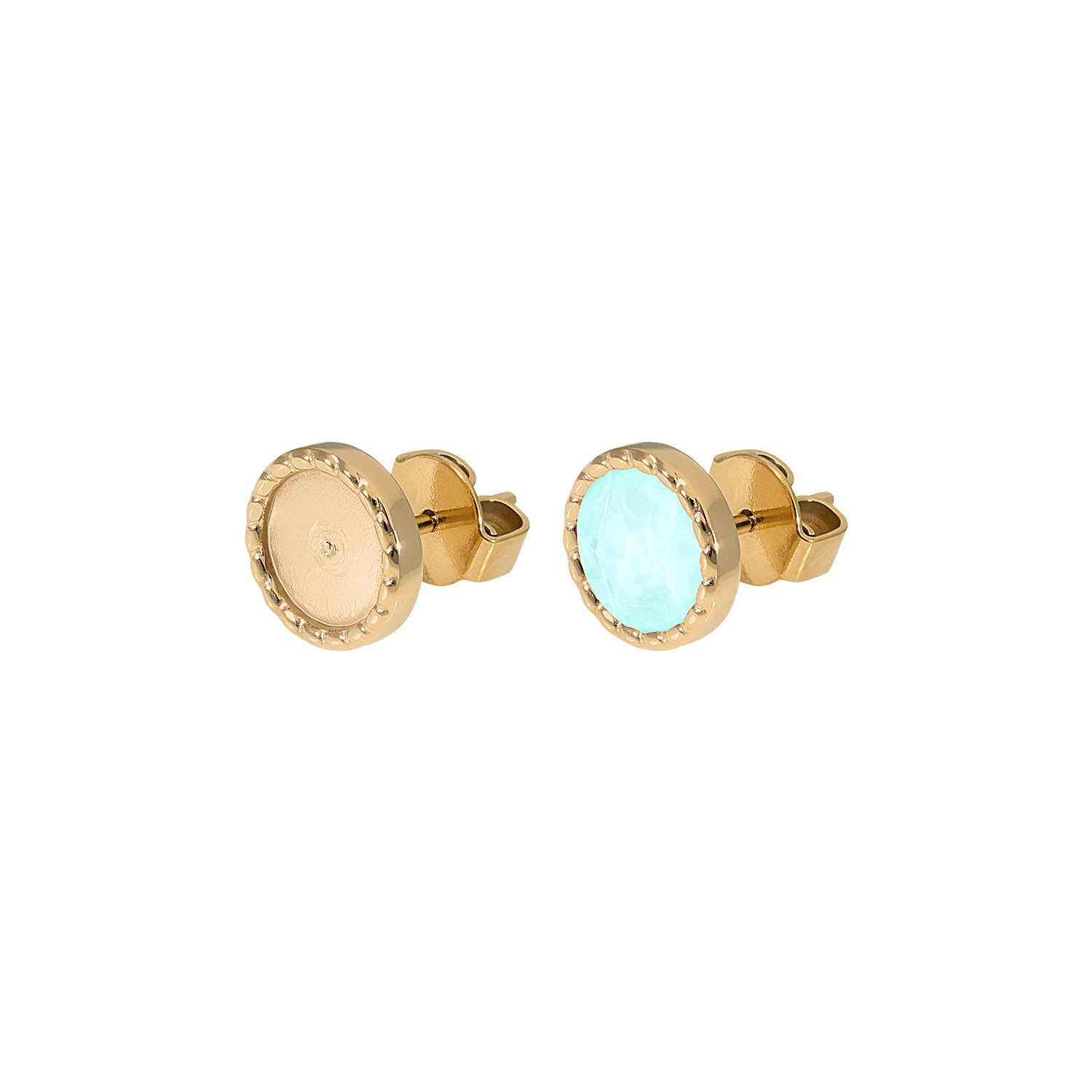 Bocconi Flat Stud Earring 0.35" - Gold crystal soft rose ignite