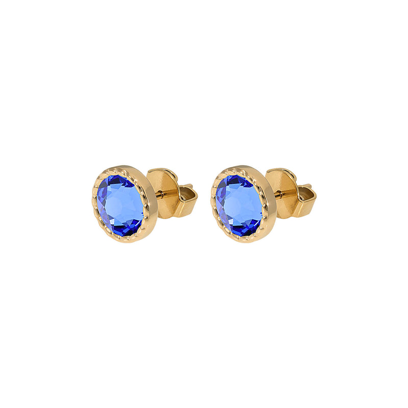 Bocconi Flat Stud Earring 0.35" - Gold sapphire
