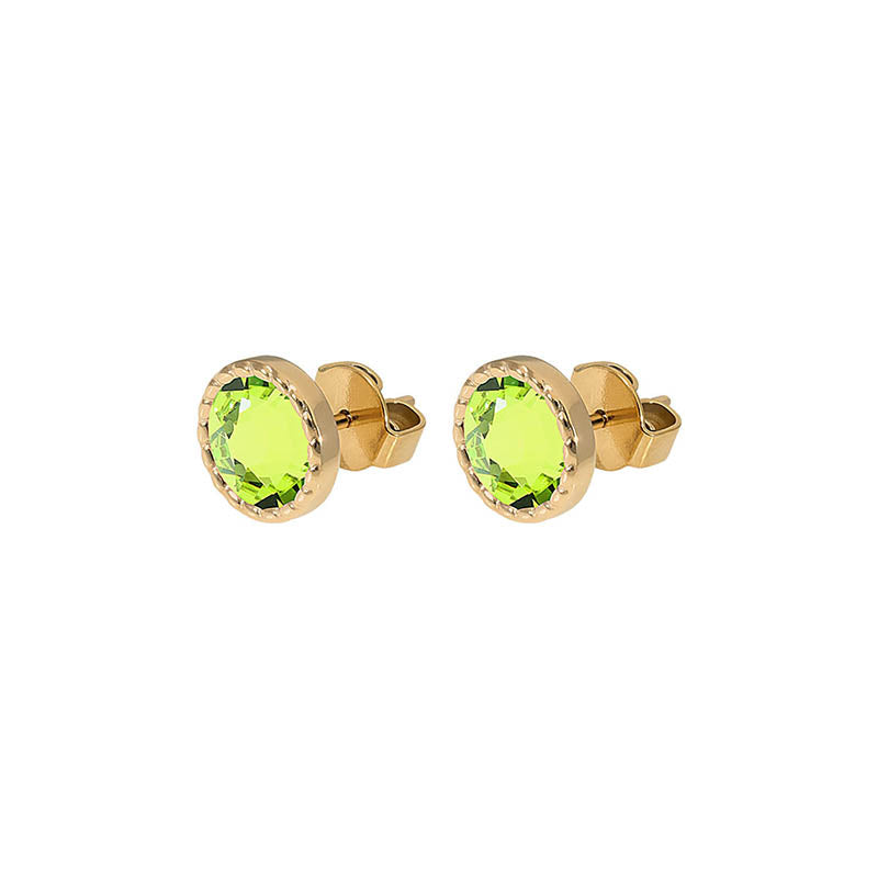 Bocconi Flat Stud Earring 0.35" - Gold Citrus Green
