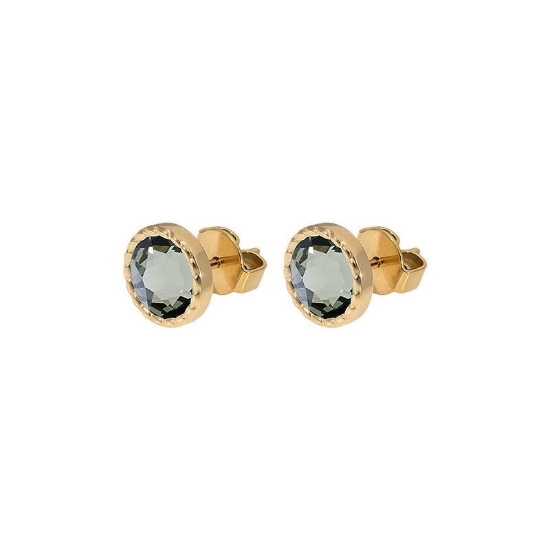 Bocconi Flat Stud Earring 0.35" - Gold black diamond