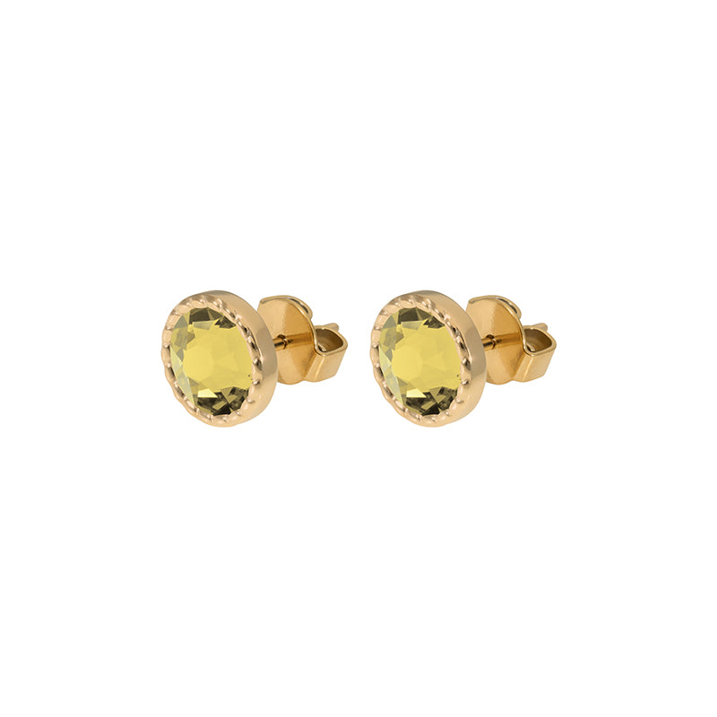 Bocconi Flat Stud Earring 0.35" - Gold Recreated Dark Jonquil
