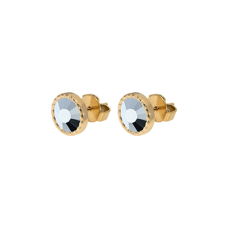 Bocconi Flat Stud Earring 0.35" - Gold crystal labrador