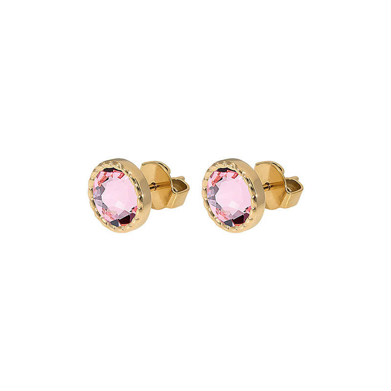 Bocconi Flat Stud Earring 0.35" - Gold Light Rose
