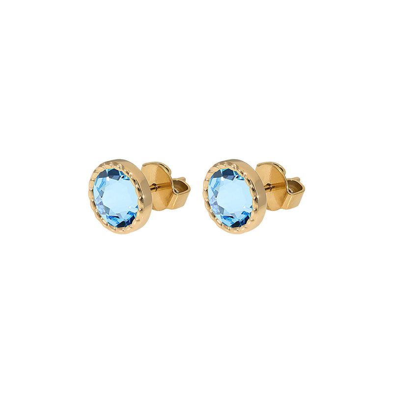 Bocconi Flat Stud Earring 0.35" - Gold aquamarine