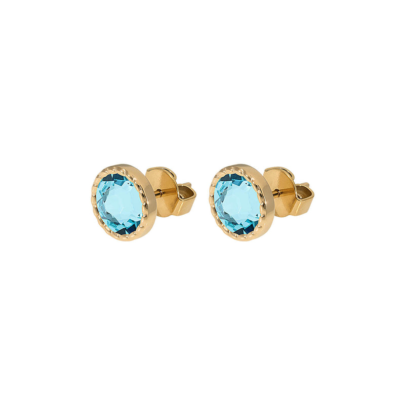 Bocconi Flat Stud Earring 0.35" - Gold Light Turquoise