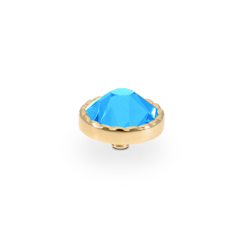 Bocconi Flat Top 0.35" - Gold Crystal Electric Blue Ignite